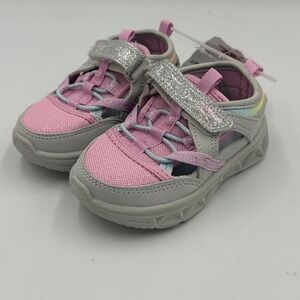 OshKosh B'gosh Toddler Sneakers Sandal‎ Shoes Pink Rainbow Sz 6C Glitter Easy-on